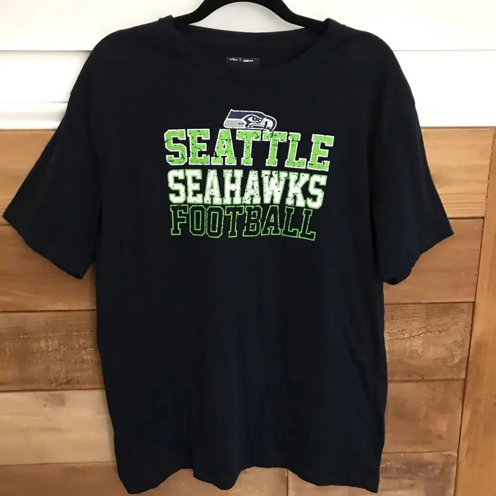 Seattle Seahawks NFL Navy Blue T-Shirt Mens Medium Tee